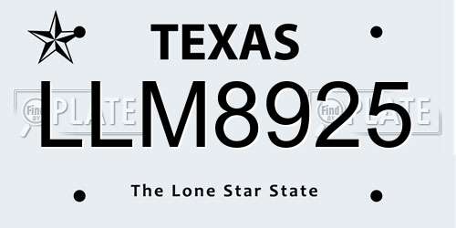 LLM8925 Texas License Plate
