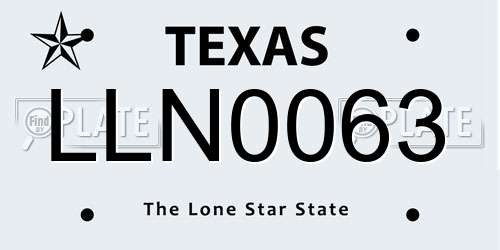 LLN0063 Texas License Plate