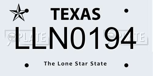 LLN0194 Texas License Plate