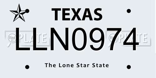 LLN0974 Texas License Plate