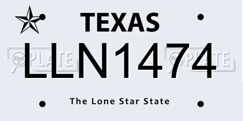 LLN1474 Texas License Plate