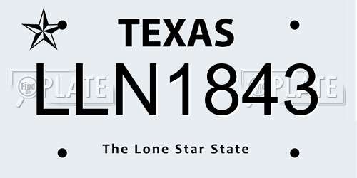 LLN1843 Texas License Plate