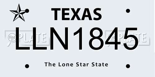 LLN1845 Texas License Plate