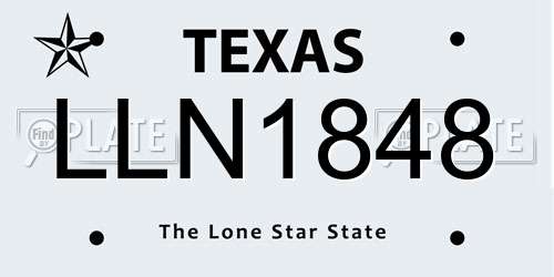 LLN1848 Texas License Plate