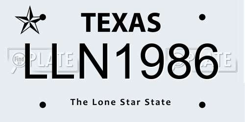 LLN1986 Texas License Plate