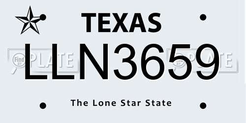 LLN3659 Texas License Plate