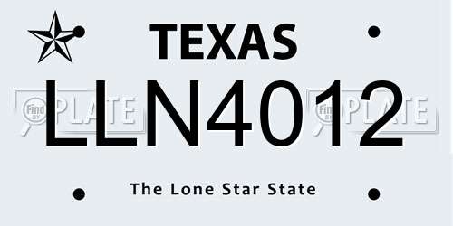 LLN4012 Texas License Plate