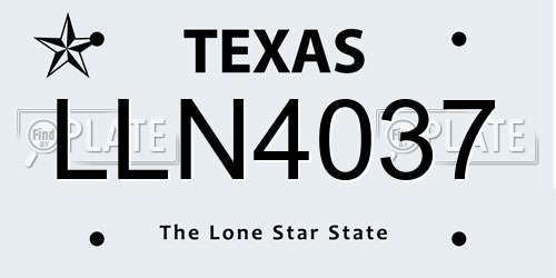 LLN4037 Texas License Plate