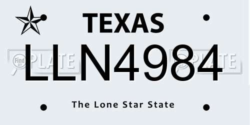 LLN4984 Texas License Plate