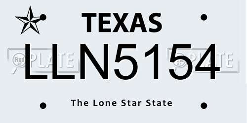 LLN5154 Texas License Plate