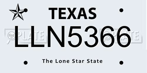 LLN5366 Texas License Plate