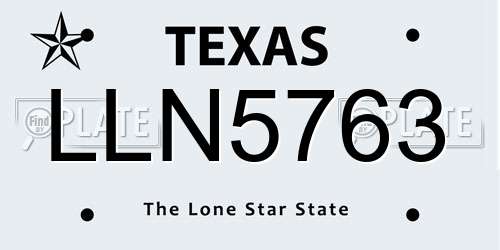 LLN5763 Texas License Plate