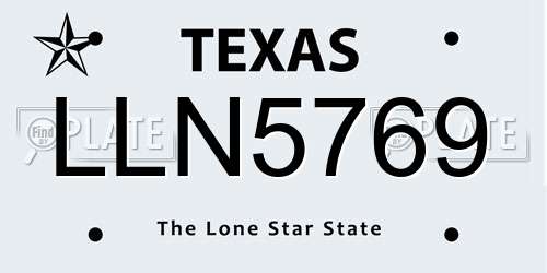 LLN5769 Texas License Plate