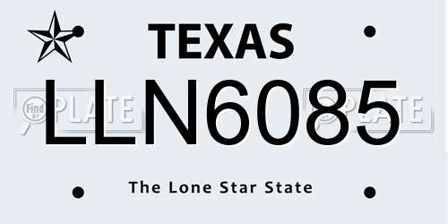 LLN6085 Texas License Plate