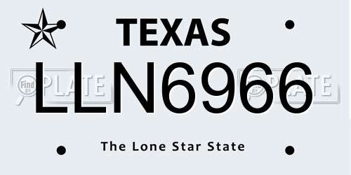 LLN6966 Texas License Plate