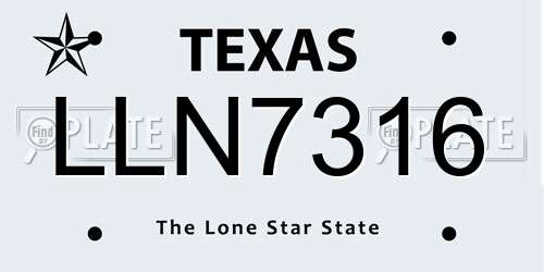 LLN7316 Texas License Plate