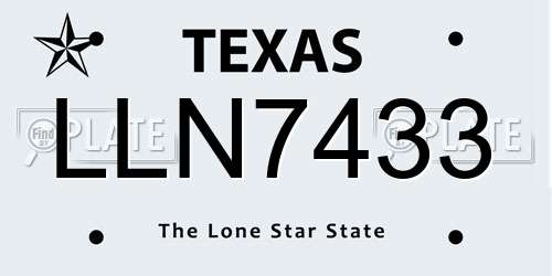 LLN7433 Texas License Plate