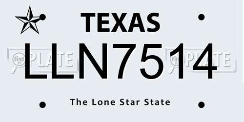 LLN7514 Texas License Plate