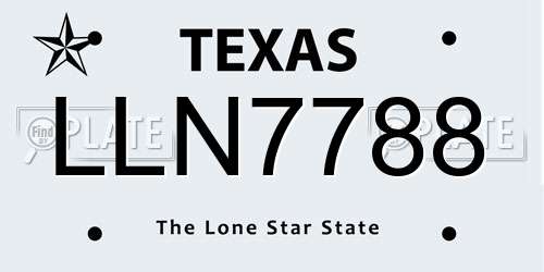 LLN7788 Texas License Plate