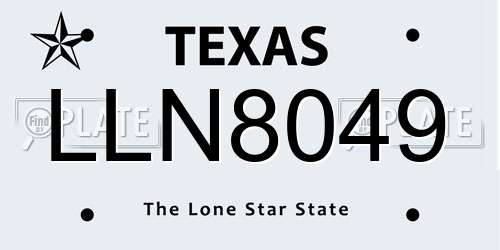 LLN8049 Texas License Plate