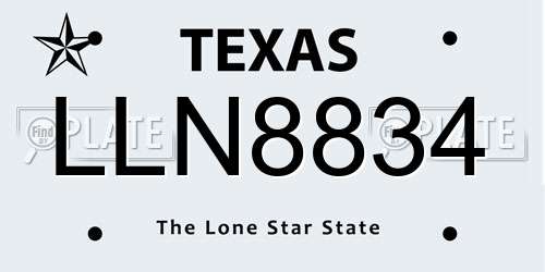LLN8834 Texas License Plate