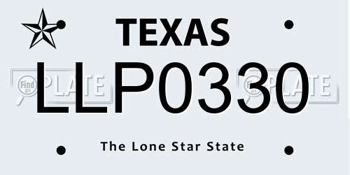 LLP0330 Texas License Plate