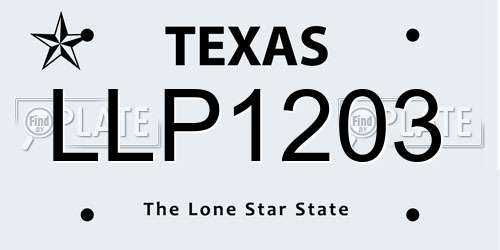 LLP1203 Texas License Plate