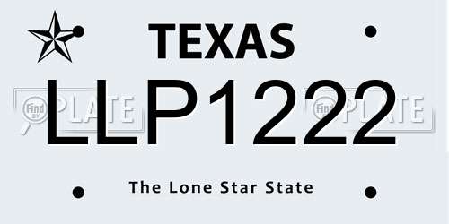 LLP1222 Texas License Plate