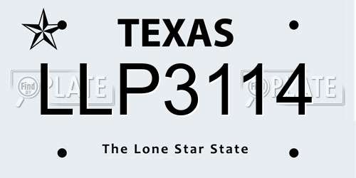 LLP3114 Texas License Plate