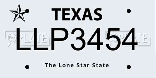 LLP3454 Texas License Plate