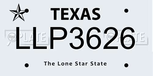 LLP3626 Texas License Plate