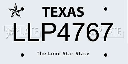 LLP4767 Texas License Plate