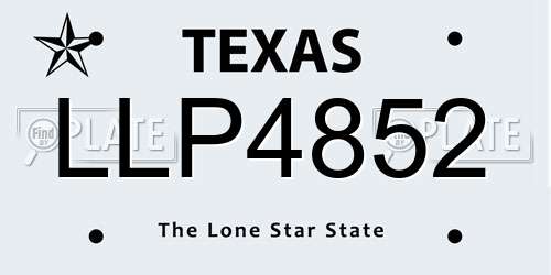 LLP4852 Texas License Plate