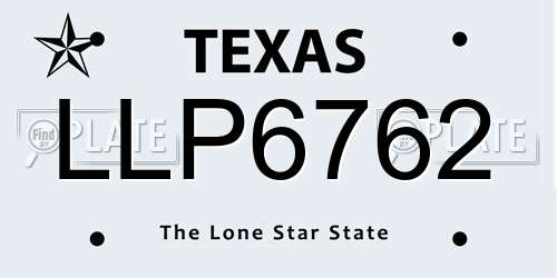LLP6762 Texas License Plate