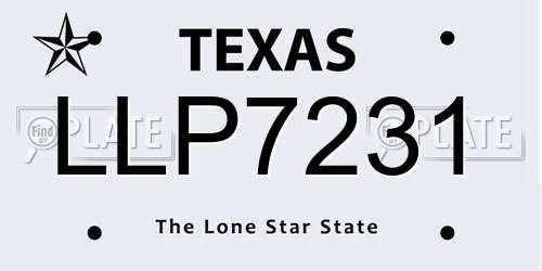 LLP7231 Texas License Plate