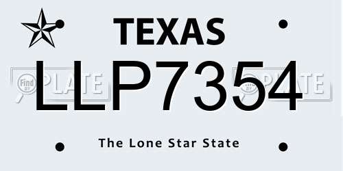 LLP7354 Texas License Plate