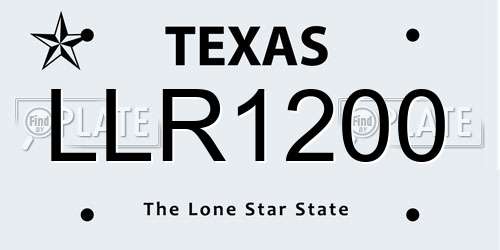 LLR1200 Texas License Plate