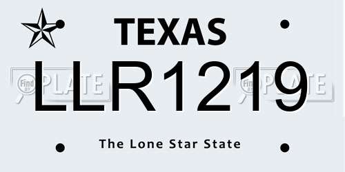 LLR1219 Texas License Plate