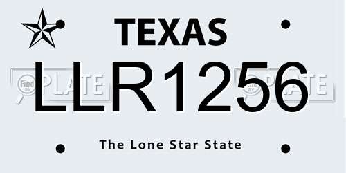 LLR1256 Texas License Plate