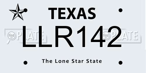 LLR142 Texas License Plate