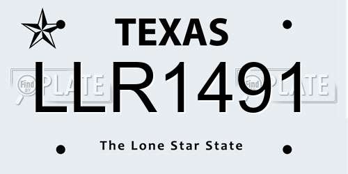 LLR1491 Texas License Plate