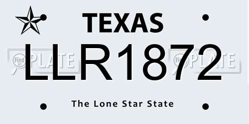 LLR1872 Texas License Plate