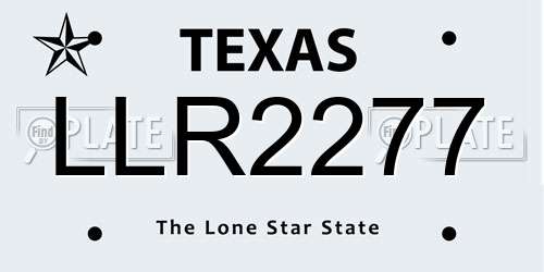 LLR2277 Texas License Plate