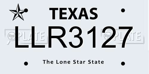 LLR3127 Texas License Plate