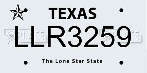 LLR3259 Texas License Plate