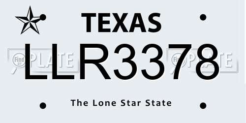 LLR3378 Texas License Plate