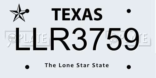 LLR3759 Texas License Plate