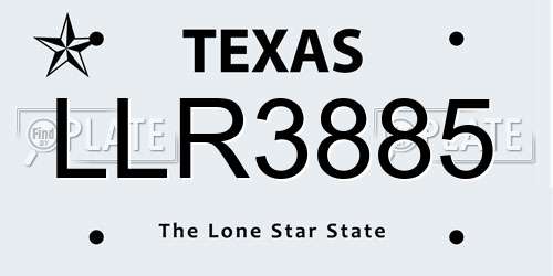 LLR3885 Texas License Plate