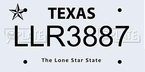 LLR3887 Texas License Plate