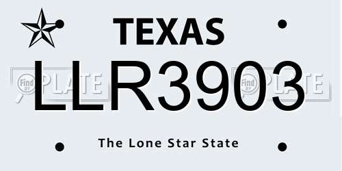 LLR3903 Texas License Plate